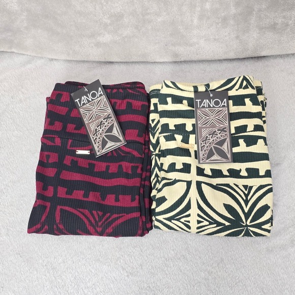 Lot of 2 Tanoa Womens XL Skirt Ribbed Maxi Skirts Polynesian Tribal Stretchy - Picture 2 of 10